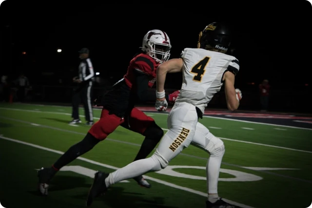 American football action on the field
